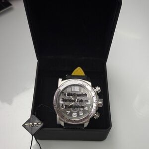 Akribos XXIV Silver Case Black Strap Watch